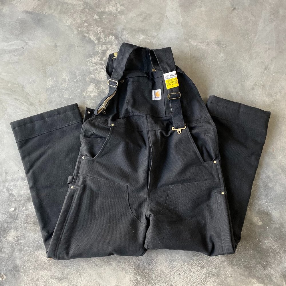 Carhartt Black Insulated Double-Front Bib Overall Size Regular Medium - Mens